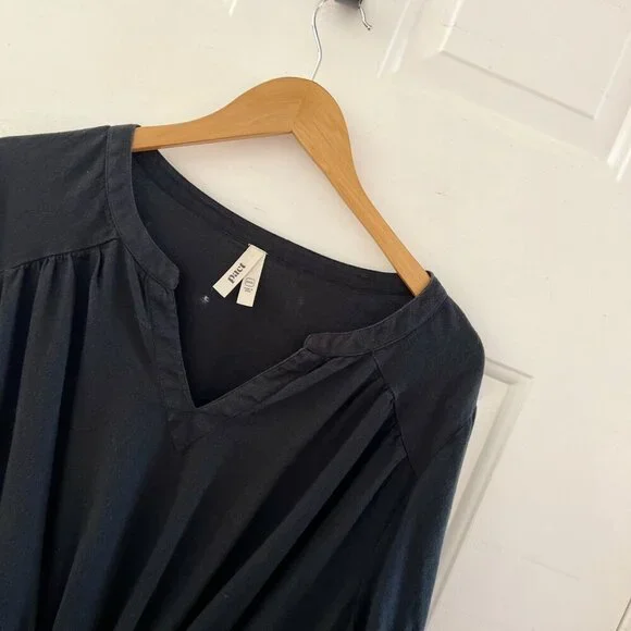 Pact Black Plus-Size Coastal Double Gauze Organic Cotton Sleeve Dress Sz XXXL - Picture 6 of 10